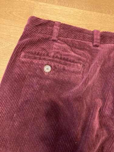 Brooks Brothers Corduroy Pants Men 35x32 Burgundy Milano Fit Straight Leg Casual - Afbeelding 23 van 24