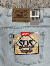 Vintage Levis 505 Jeans Mens 38x30 Orange Tab Light Wash Straight Leg Deadstock
