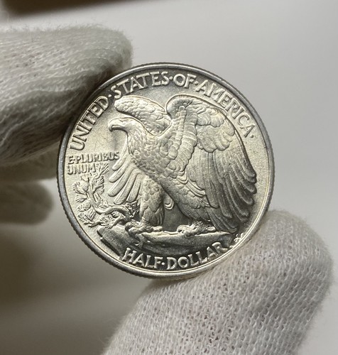 (1) Gemma Bu Walking Liberty mezzo dollaro da rotolo OBW ✯ 90% argento ✯ Unc MS lotto - Foto 5 di 15