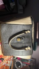Guess Monogram Black Beige Tote Handbag