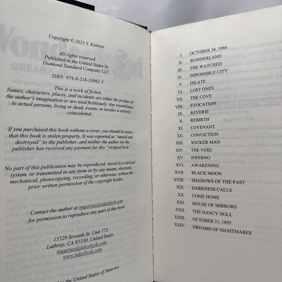 Wonderland SIGNED by S. Kishore Dreams of Nightmares Hardcover Book W ...