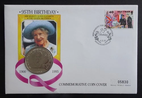 Isle of Man Queen Mothers 95th Birthday 1 Crown PNC Cover 1995