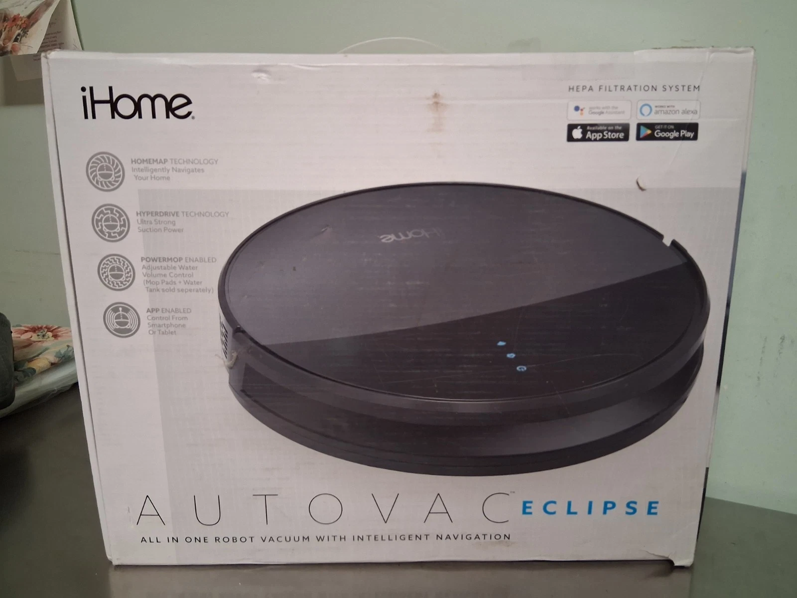 iHome AutoVac Eclipse Robotic Vacuum Cleaner New in Box-The Perfect Gift!
