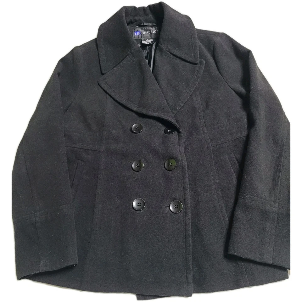 I.B. Diffusion Women's Essential Polyesyer Blend Peacoat Jacket Size M Preppy - Image 2 of 4