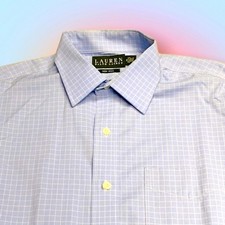 LAUREN RALPH LAUREN Men  s 16 Blue Long Sleeve Dress Shirt