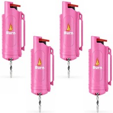Burn 4 Pack Pepper Spray Keychain 0.5oz Police Strength OC Self Defense Pink