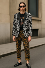 ANGELINO Blazer Tux Tuxedo Sequin 40 Glam Halloween Elvis Vegas Jacket Holiday