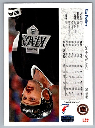 1991-92 Upper Deck Tim Watters Los Angeles Kings #471 - Picture 2 of 2