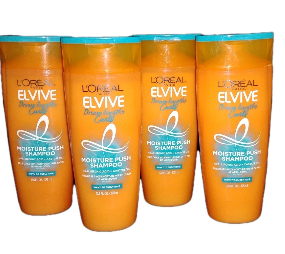 Lot Of 4 Loreal Elvive Dream Lengths Curls Moisture Push Shampoo • 12.6 fl oz  - Image 2 of 4