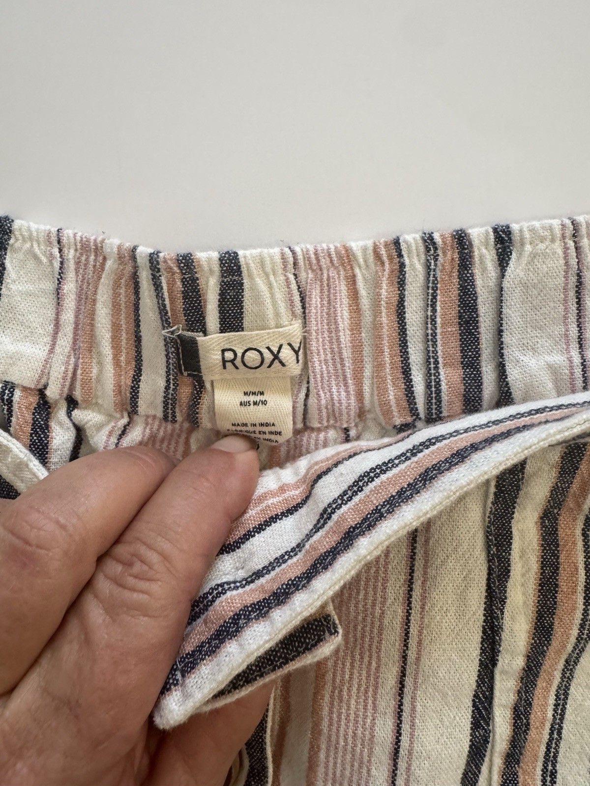 Roxy Striped Button Front A-Line Short Skirt with… - image 3