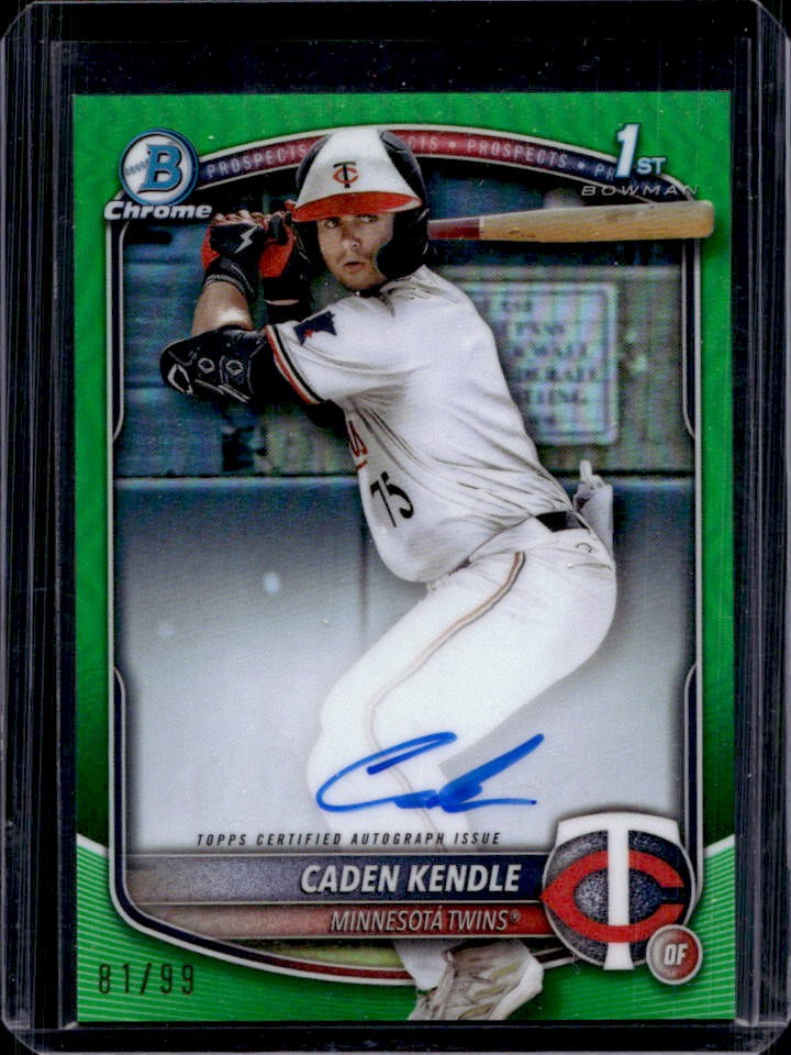 2025 Bowman Caden Kendle Chrome Auto Green Refractor 1st #81/99 Twins