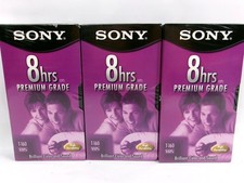 Sony T-160 VL Premium Grade Blank VHS Tapes 8 Hours Lot of 3 New Sealed