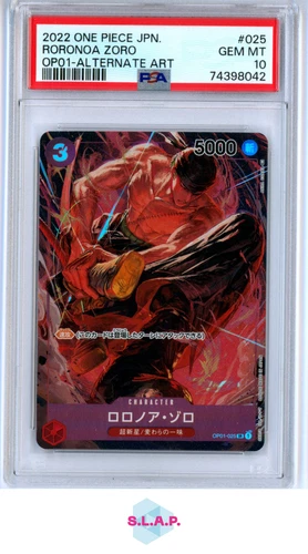 RORONOA ZORO ALTERNATE ART ONE PIECE JAPANESE OP01 ROMANCE DAWN 2022 025 PSA 10