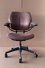 Humanscale Freedom Office Chair Nubuck Leather Brown Upholstered with Arms - 🚚