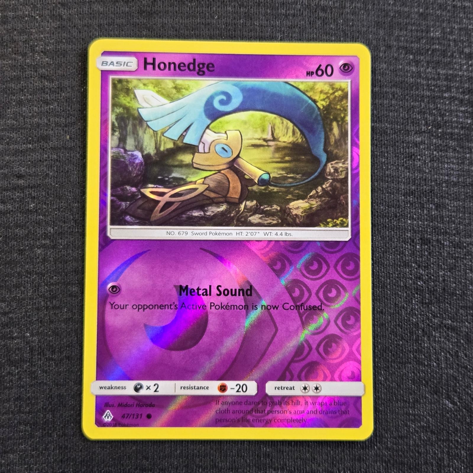 Pokemon Forbidden Light Honedge Common 47 Reverse Holo Lightly Played