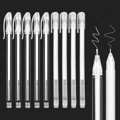 9er Set weiße Fineliner/Gelstifte   wasserfest, 0,6/0,8 mm, Zeichnen & Schreiben