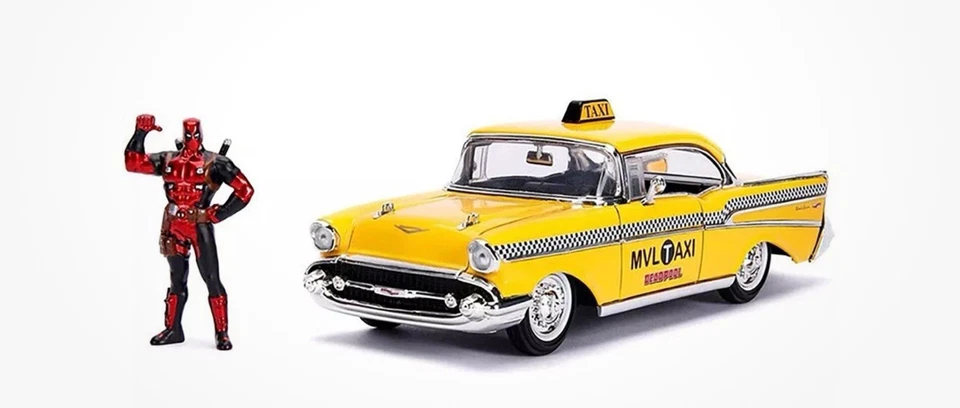 Jada Marvel 1957 CHEVROLET BEL AIR 1:24 Scale & DEADPOOL Diecast Figure #30290 - Image 2 of 2