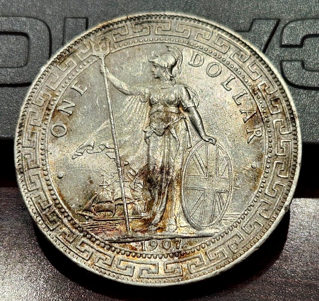 イギリス領 海峡植民地1907年 CAG XF45 貿易銀 エドワード7世