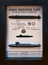 George Washington Class, 598, Submarine Shadow Display Box, 5.75" x 7.75", Black