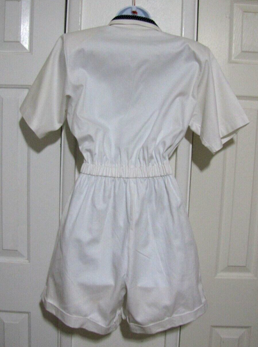 VTG USA CACH´E Romper Dressy White Embellished short sleeve wide-leg M - Picture 4 of 15