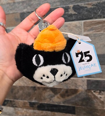 Jellycat 25 Ans Anniversaire Noir Jack Mascotte Chat Tête Sac