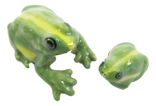 Miniature Porcelain Tiny Frog Figurines Mother & baby (TINY)