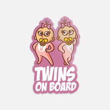 Twins On Board Girls Vinyl Sticker Decal