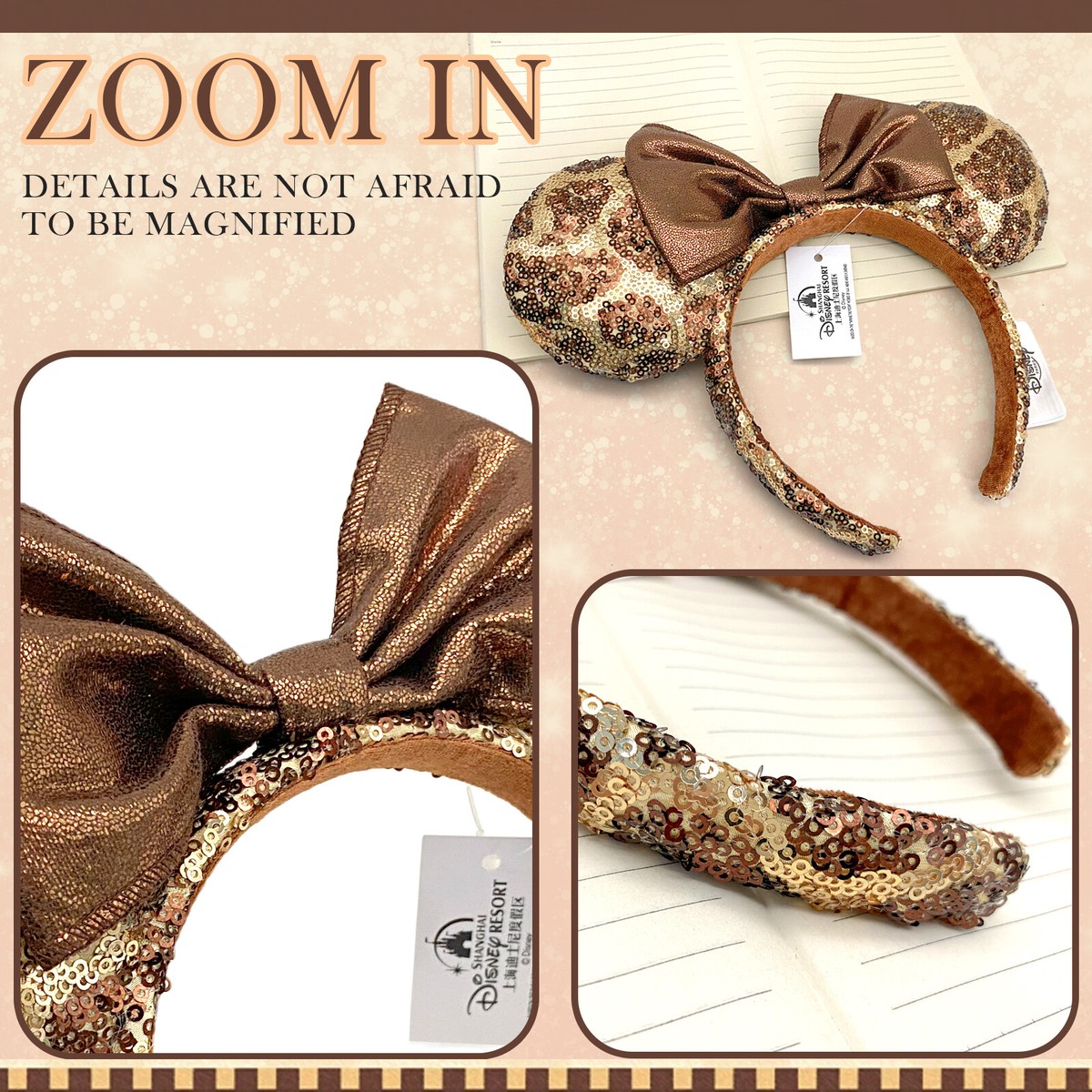 Disney World Giraffe Print Sequin Mouse Ears Headband Animal Kingdom Disney Ears Mickey Ears Animal Print Giraffe  main image 3