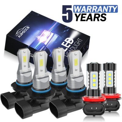 For Mitsubishi Lancer 2008-2017 6x LED Headlight Bulb High/Low Beam Fog Lamp KIT