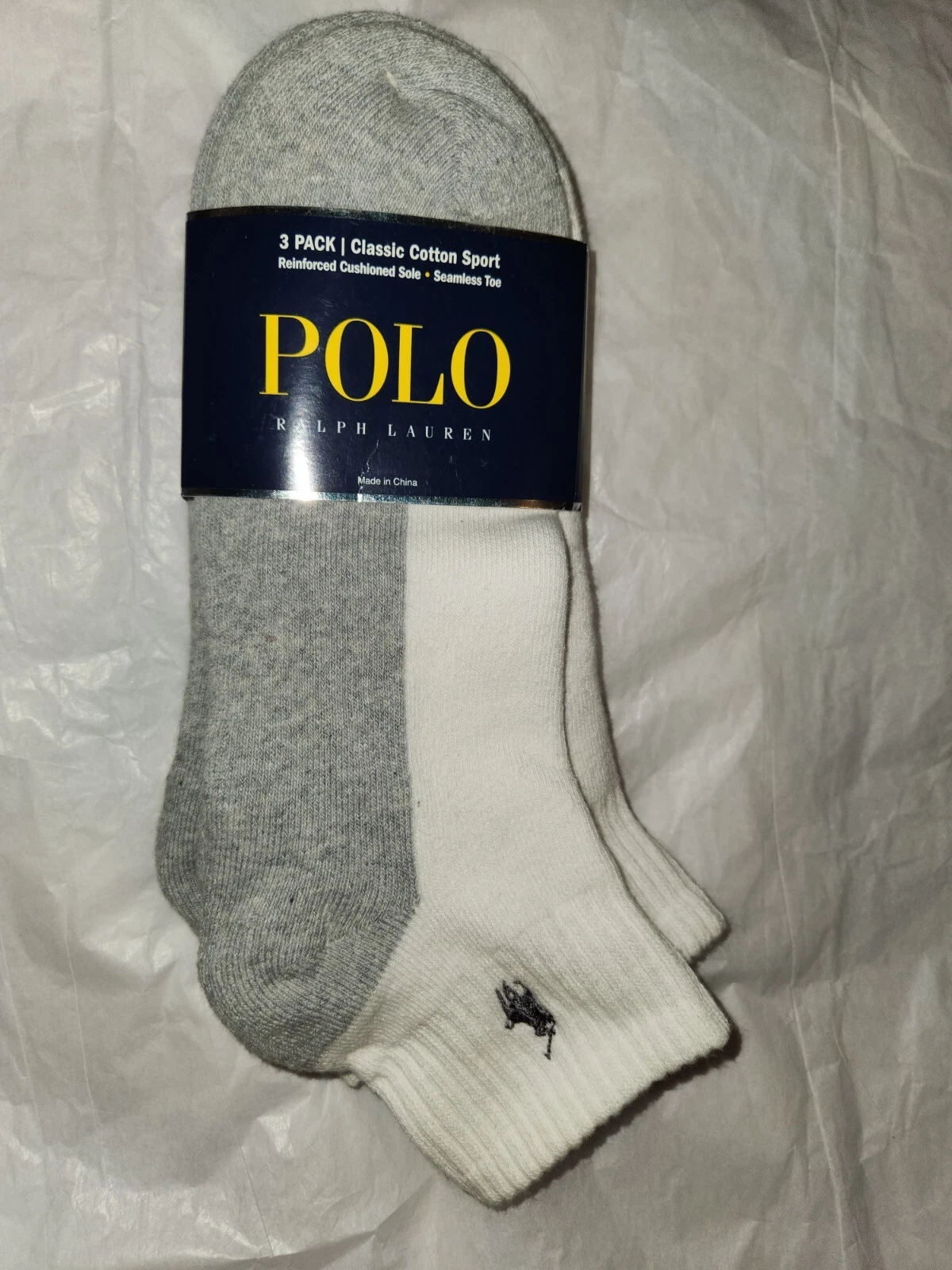 Polo Ralph Lauren Classic Cotton Sport Seamless Toe Cushioned Sole White *new*