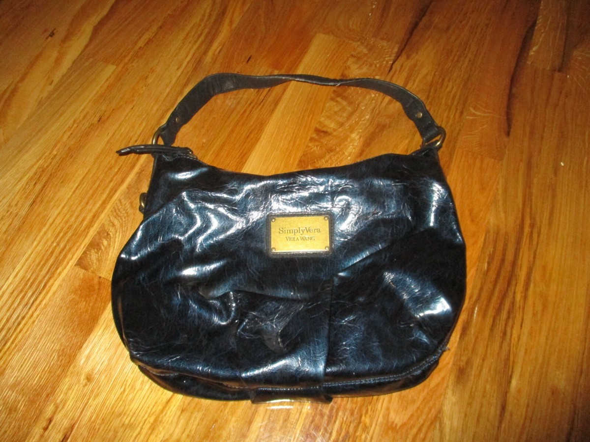Simply Vera Vera Wang Navy Blue Faux Leather Hobo Bag Handbag