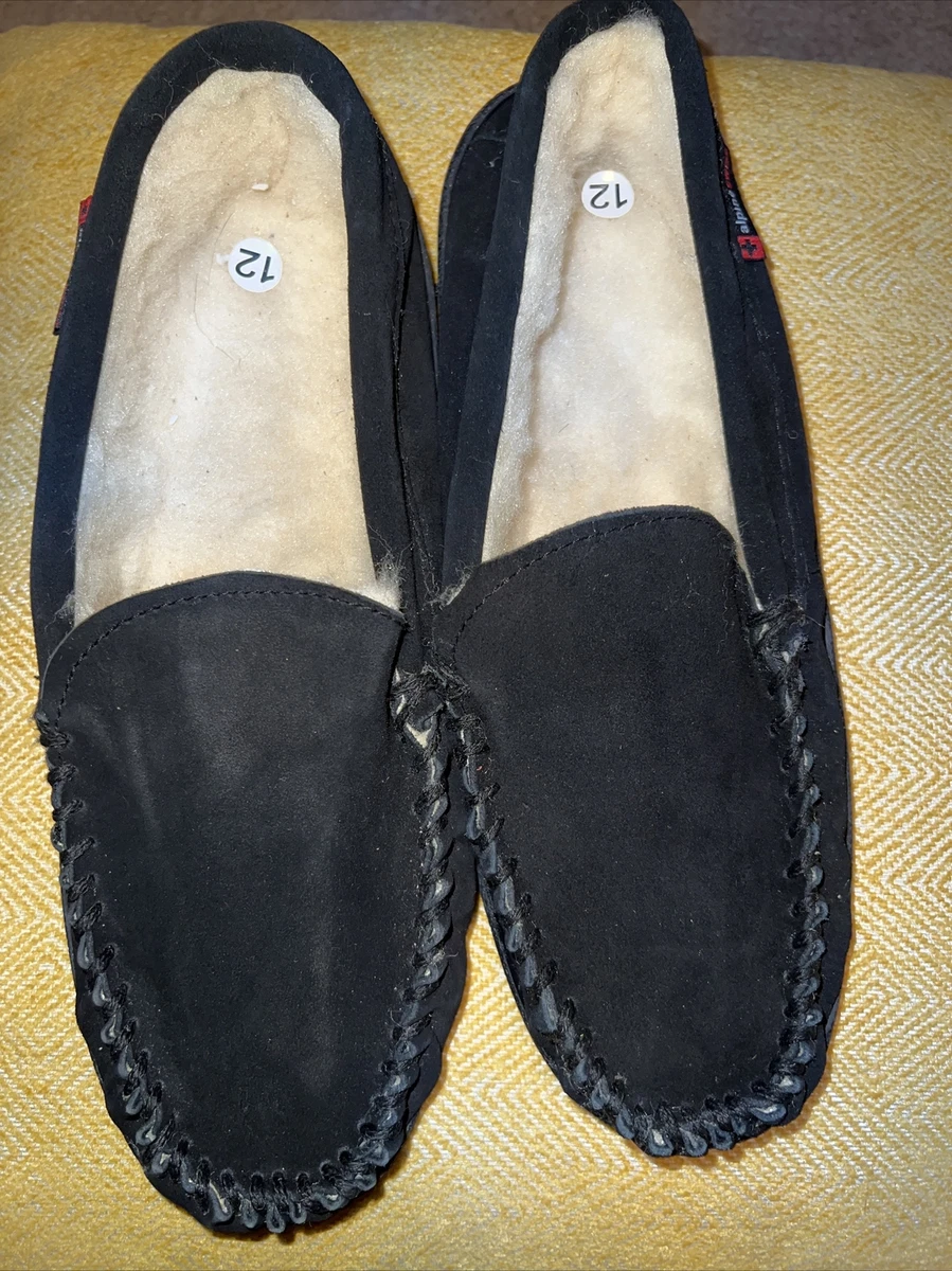 Alpine swiss yukon mens suede shearling moccasin slippers sale