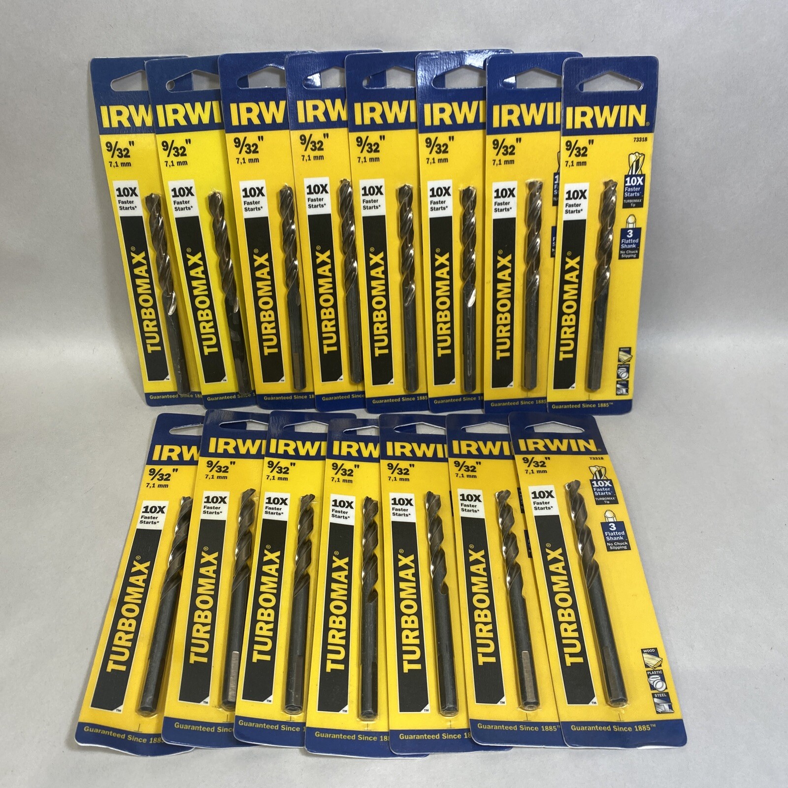 15 Pack Lot -Irwin 73318 Turbomax Straight Shank Drill Bit, 9/32"