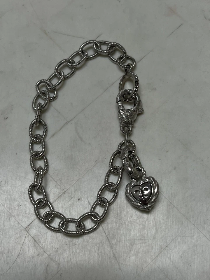 Judith Ripka Heart Cz Stone Sterling Silver Bracelet Rare Vtg 7.5” 17G L@@K - Image 2 of 4