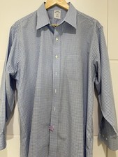 BROOKS BROTHERS MENS SHIRT Regent 1818 Size 17 2/3 Slim Non Iron Navy Blue Check