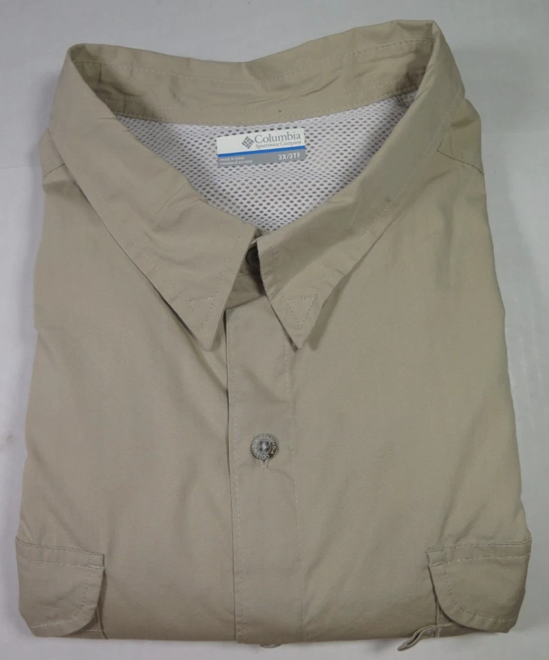 Camisa de pesca Columbia PFG algodón puro beige ventilada al aire libre XXXL 3XL Big Man usada en excelente estado Foto 3 de 4
