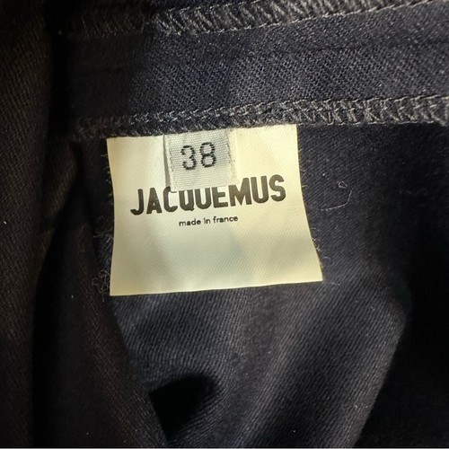 JACQUEMUS Navy Blue Wool Gathered Drape Front Shift Dress 38 L'Enfant Du Soleil - Picture 6 of 10