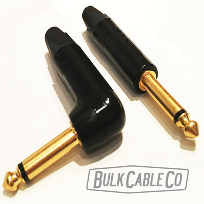 Neutrik NP2RX-B Right Angle End & NP2X-B Straight Connector Set - BLK/GOLD Plugs