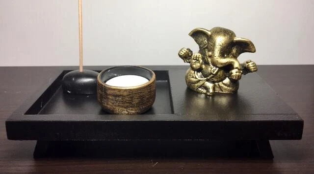 Golden Ganesh Tea Light Candle Holder Ornament - Small Size - Image 2 of 4