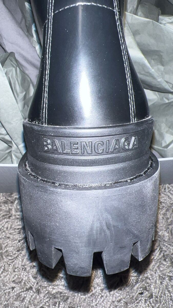Balenciaga Strike Boots Men Lace up Black Calf Leather Size Balenciaga Strike Boots Men Lace up Black Calf Leather Size