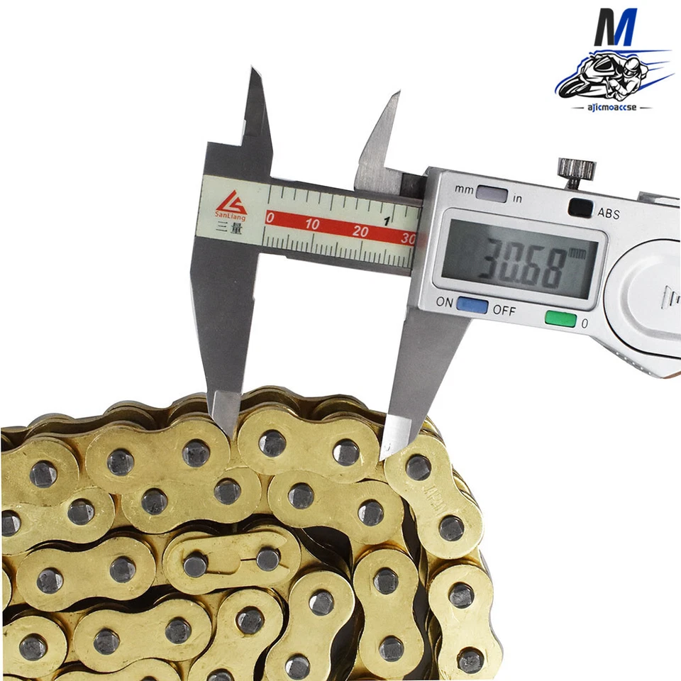 Con junta tórica cadena de transmisión color dorado para ATV motocicleta paso 525 120 eslabones nuevo Foto 3 de 4
