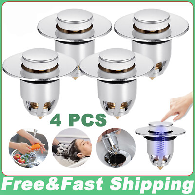 4 Pcs Universal Bathroom Sink Plug Stopper Wash Basin Core Bounce Pop Up Filter