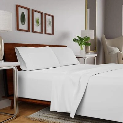 4 Piece PURITY HOME Organic Cotton Bedding Percale Sheet Set FULL Deep Pocket