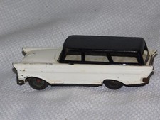 50's Ford Mercury Station Wagon Tin WHITE Litho Friction Toy Wagon 4.5" 2 TONE