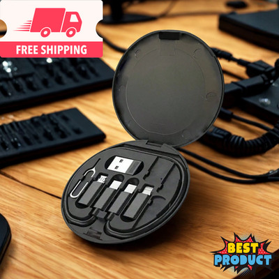 USB Adapter Kit 6-in-1 Universal Charging Cables Holder Phone Stand Storage Case