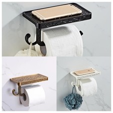 Vintage Toilet Paper Roll Holder Bathroom Wall Mounted With Phone Storage Shelf