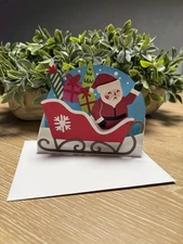 Handmade 3D Pop-Up Christmas Card with Envelope | Santa’s Sleigh