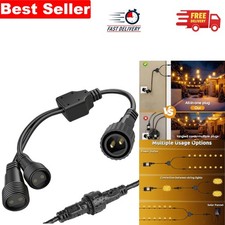 Waterproof Christmas Light Splitter, 1-to-2 Connector for Holiday Displays