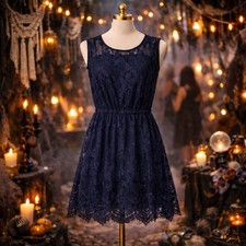 Abercrombie & Fitch Dark Blue Floral Lace Dress Women S - Y2K • Whimsigoth• Boho