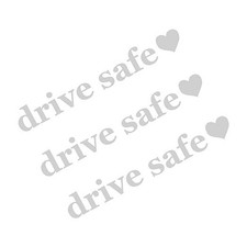 Drive Safe Heart Mirror Decal, 3 PCS Car Rearview Mirror Window White
